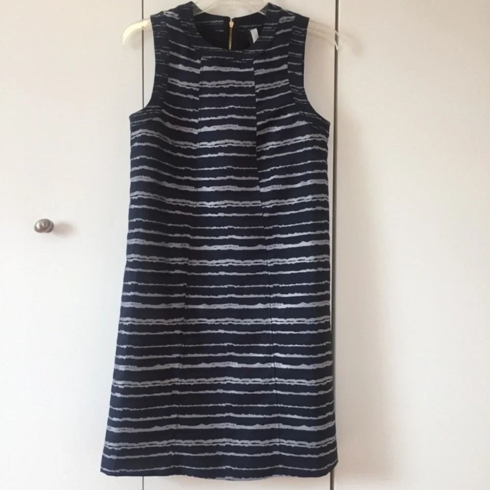 Kensie One Piece Navy stripped Knee High Dress - Picture 1 of 8